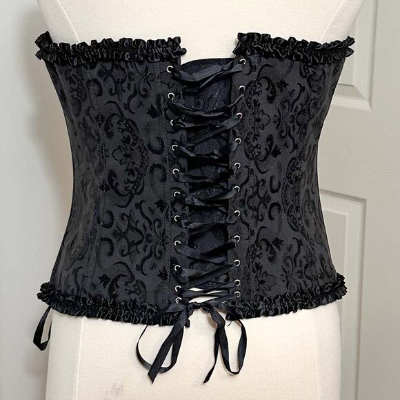 Black Front-Fastening Lace-Up Corset, 4XL - Picture 2 of 3